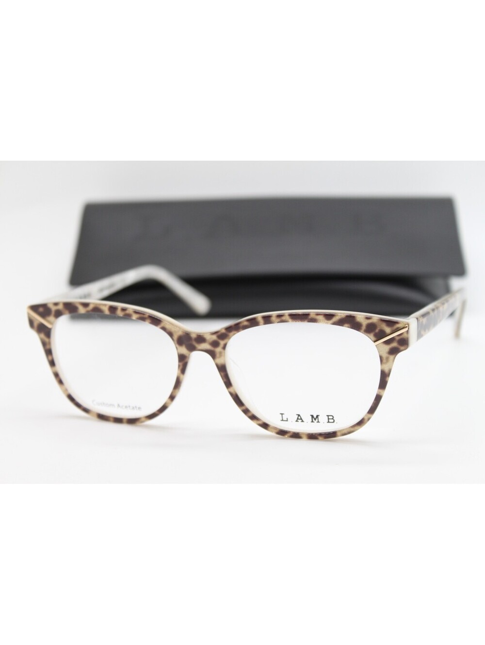 NEW L.A.M.B. LA131 MUL LEOPARD GLITTER GOLD AUTHENTIC EYEGLASSES W/CASE 52-15